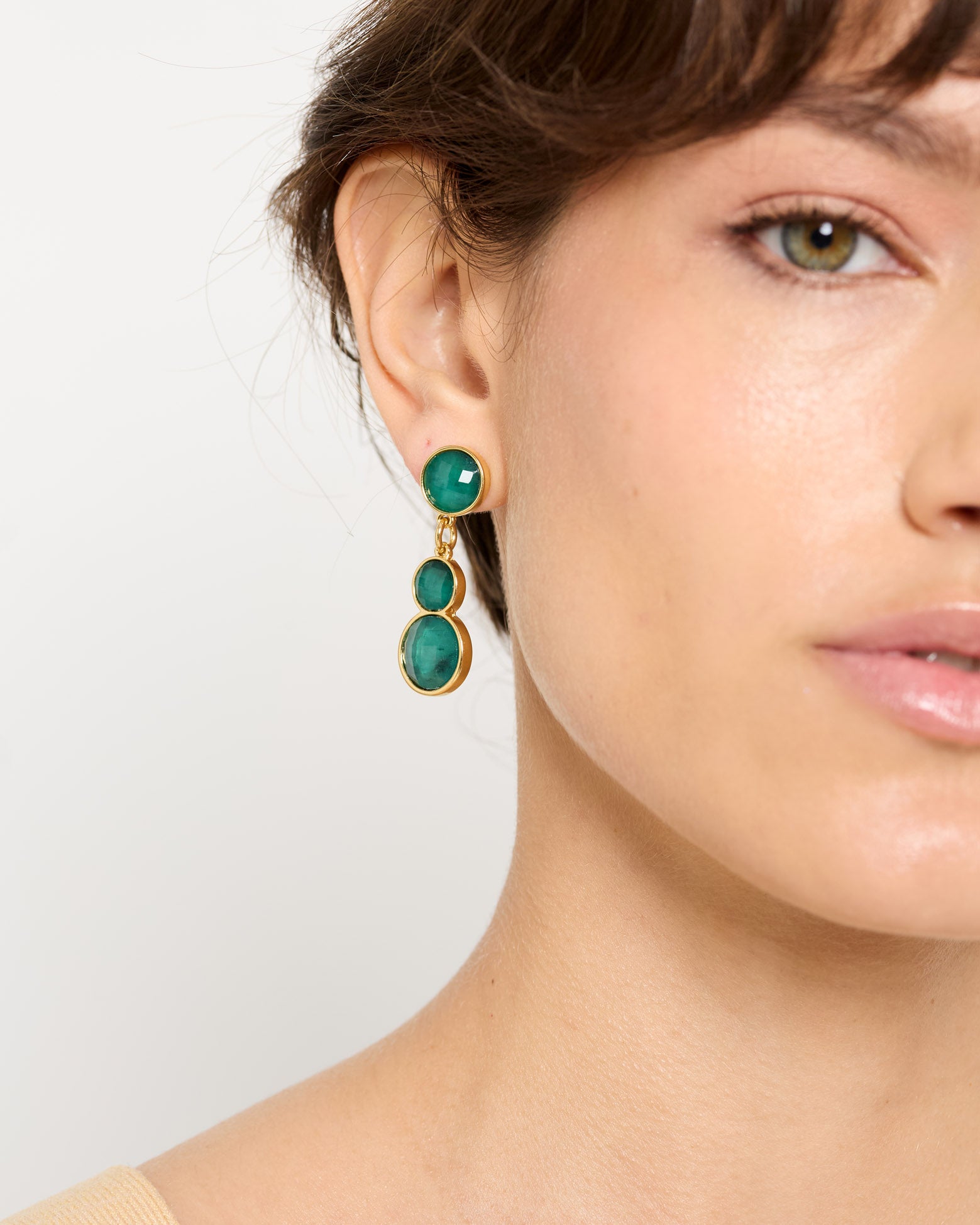 Pendientes Small Stones Emerald - NUNU BARCELONA