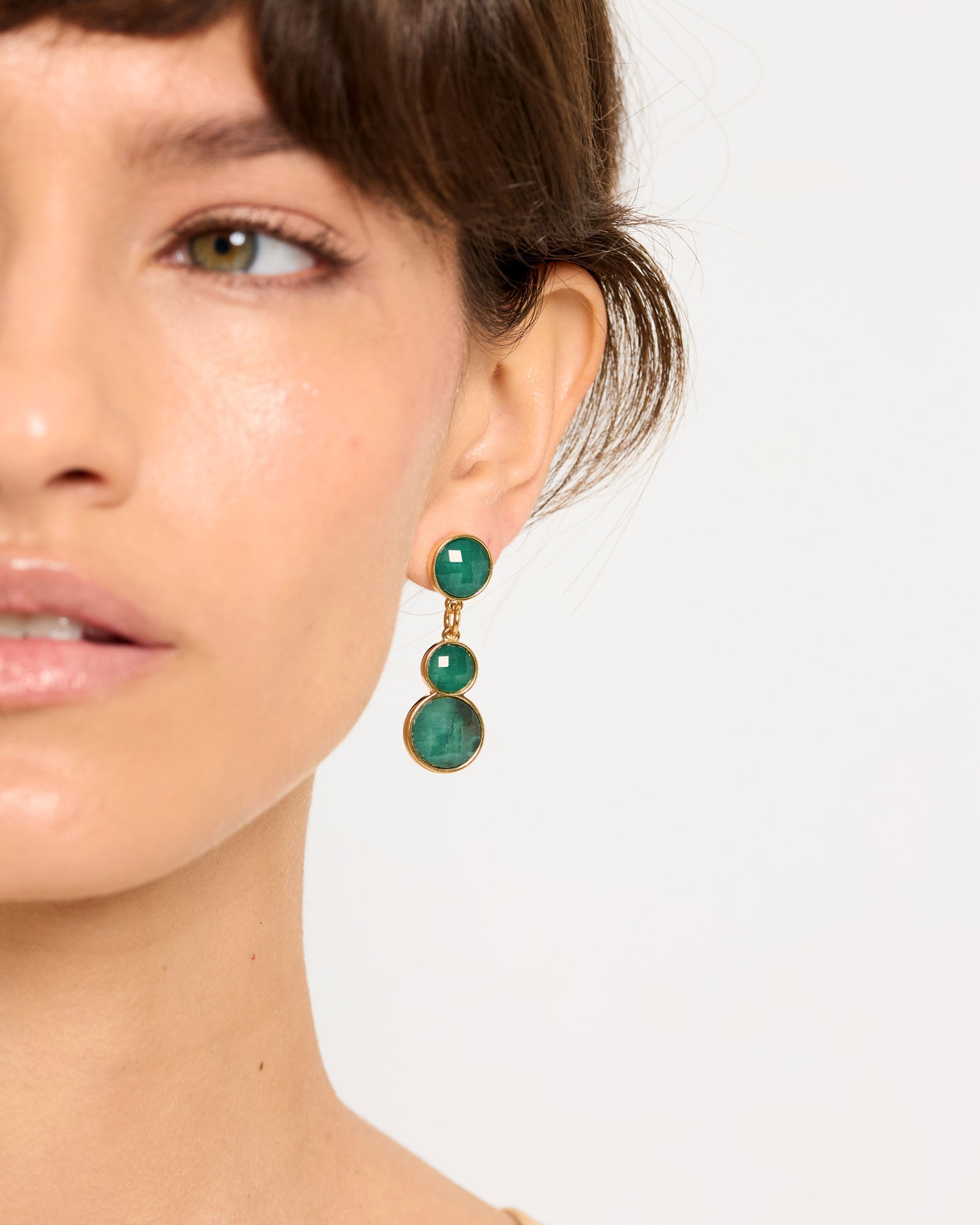 Pendientes Small Stones Emerald - NUNU BARCELONA